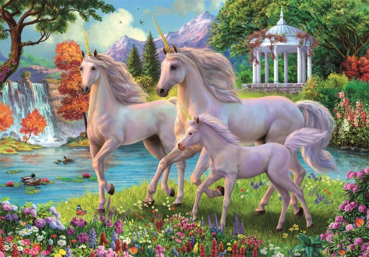 Puzzle Unicornios en la cascada de 180 piezas
