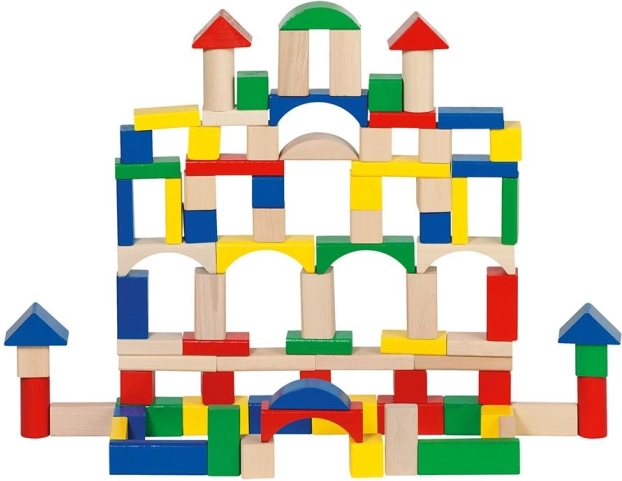 Bloques de madera en cubo, 100 piezas