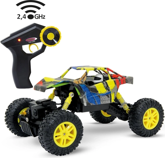 Jamara Hillriser Crawler 4WD 1:18 con control remoto de 2,4 GHz, amarillo
