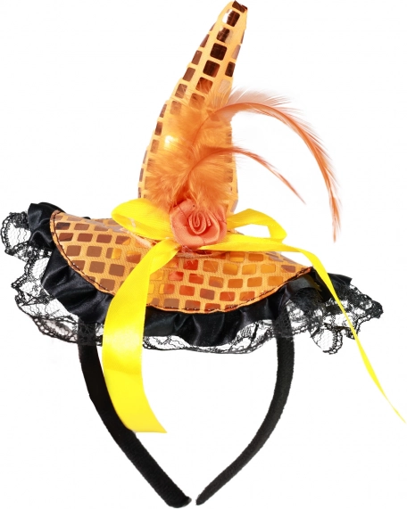 Diadema con mini sombrero de bruja