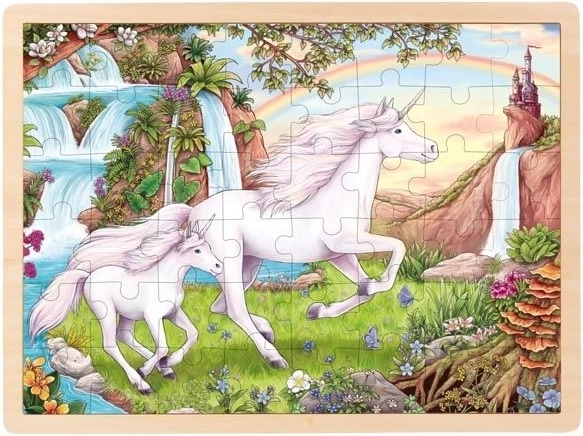 Puzzle de madera Goki unicornio, 48 piezas
