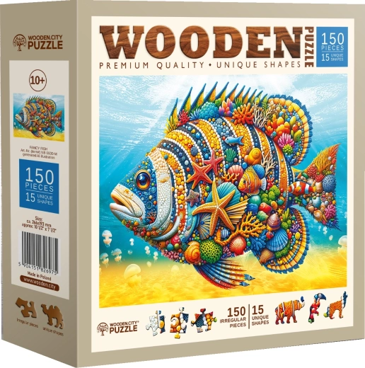 Puzle de madera Pez de moda 150 piezas
