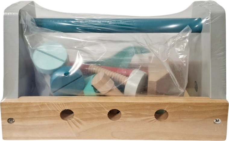 Juego de herramientas de madera en maletín para niños
