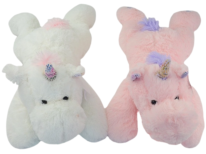 Peluche de unicornio acostado 62 cm – rosa o blanco