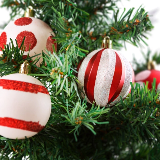 Set de adornos navideños para el árbol, rojo y blanco, 24 unidades