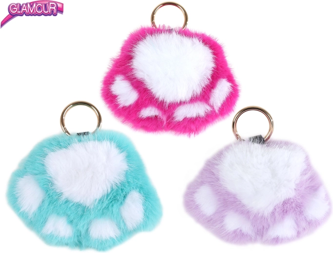 Glamour llavero de peluche con forma de pata de gato 9 cm
