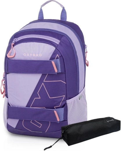 Mochila de estudiante y estuche Oxybag Sport Half violet