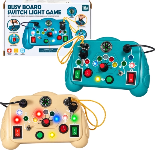 Panel sensorial interactivo para niños con 13 actividades y luces - 1 unidad