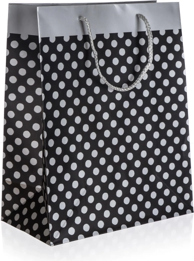 Bolsa de regalo XXL con lunares plateados 33 × 45 × 10 cm