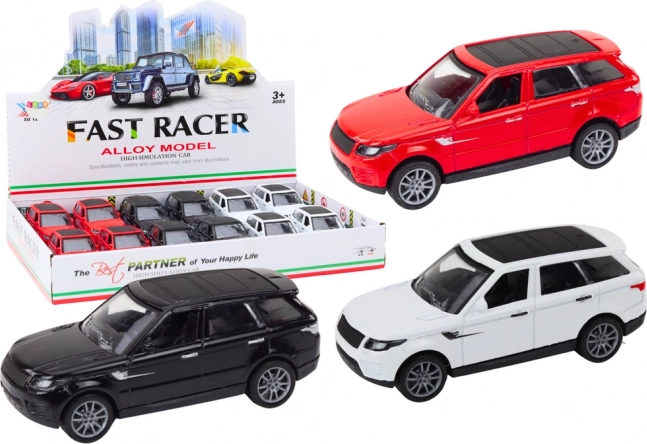 Coche de juguete metálico 1:36 con mecanismo de inercia – negro, blanco, rojo