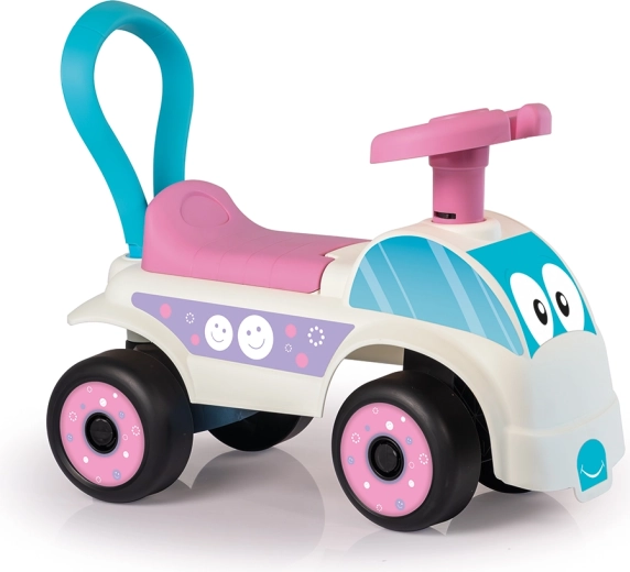 Correpasillos infantil en forma de coche blanco‑rosa
