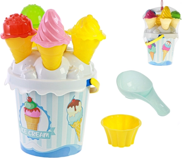 Set de arena heladería, azul, 27 cm, 15 piezas