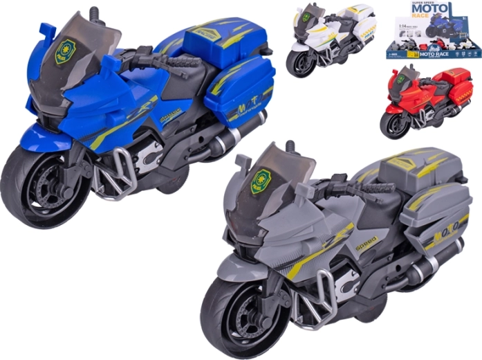Moto de policía de fricción 14 cm