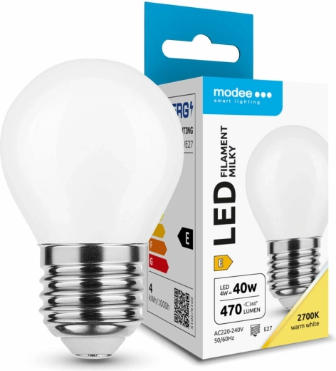 Bombilla LED de filamento Modee milky globe mini G45 4 W E27 2700 K - 1 unidad