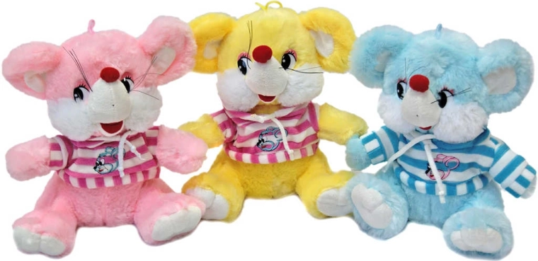 Ratón de peluche con camiseta a rayas 36 cm - 1 pieza
