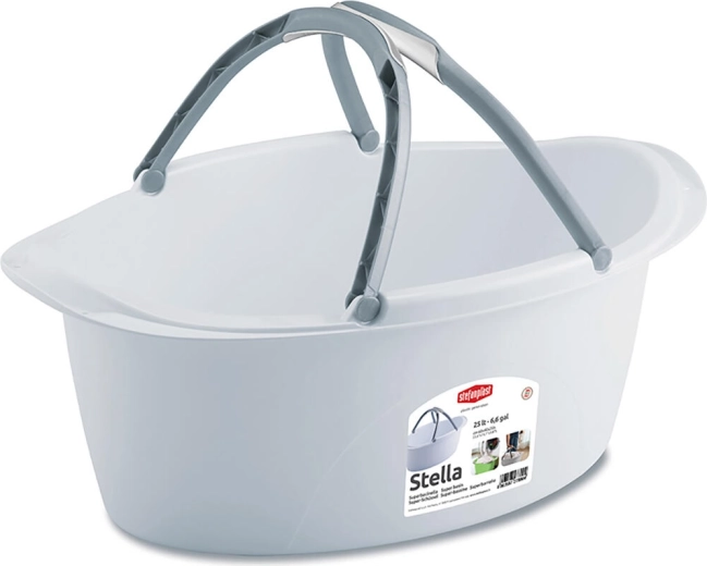 Fregadero ovalado de plástico STELLA 60 × 40 cm, 25 l, con asas