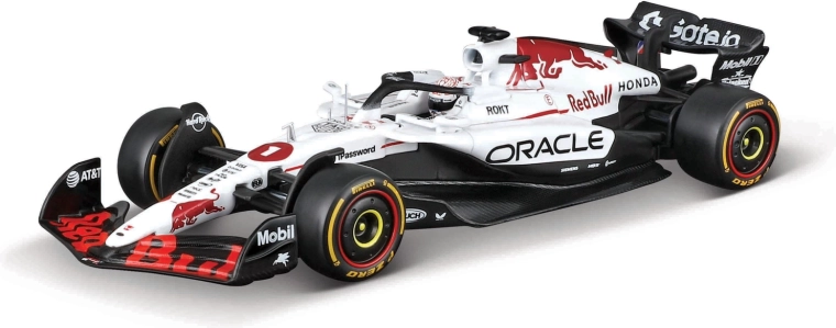 Modelo Bburago F1 Oracle Red Bull Racing RB21 2025 Max Verstappen 1:18 con casco