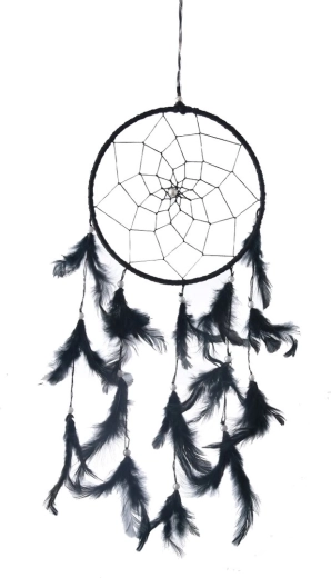 Atrapasueños de algodón con plumas – Negro