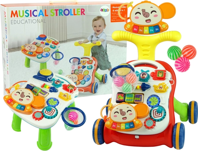 Andador interactivo y mesa educativa 2en1 – rojo