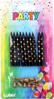 Velas con soportes con lunares dorados, 10 uds