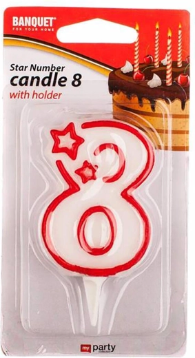 Vela de cumpleaños número 8 MY PARTY 7 × 4,5 cm
