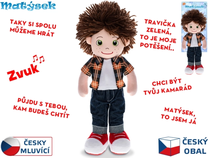 Muñeco de peluche interactivo Matýsek 37 cm, habla en checo
