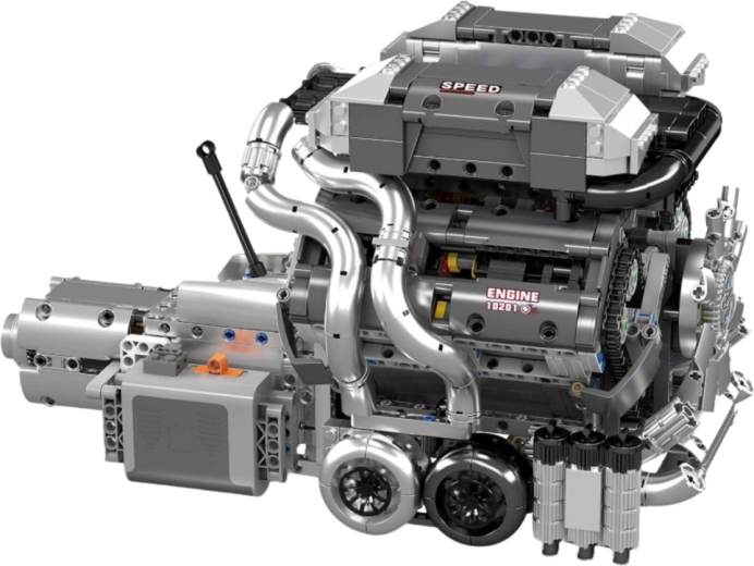 Motor V8 realista con caja de cambios