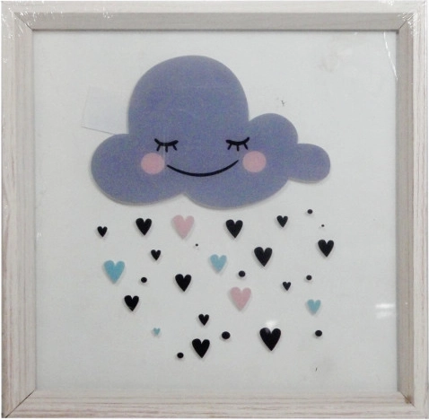 Cuadro con nube sonriente 30 × 30 cm en marco