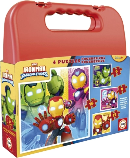 Puzzle en maletín IRON MAN 4 en 1 (6, 9, 12, 16 piezas)