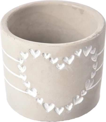 Maceta de hormigón en forma de corazón gris