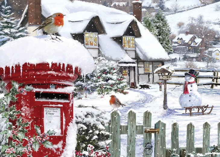 Puzzle Petirrojos en la nieve, 500 piezas