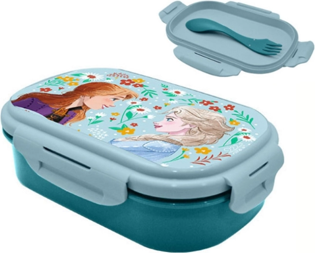 Caja de almuerzo Frozen con set de cubiertos 2 en 1