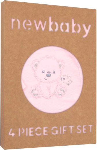Conjunto de regalo para bebé New Baby Sweet Bear, rosa, 4 piezas – Rosa 53584