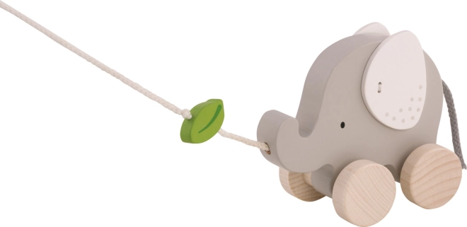 GOKI elefante de madera para arrastrar con hoja