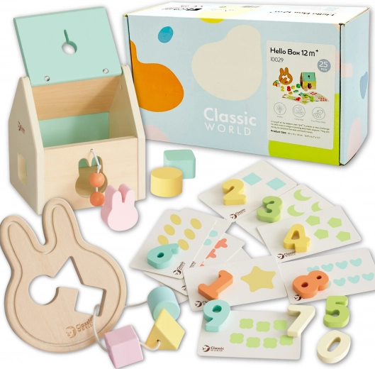Classic World caja de inicio en tonos pastel para bebés: primeros juguetes educativos 12–18 meses