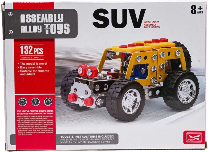 Juego de construcción metálico tipo mecano coche SUV (132 piezas) con herramientas