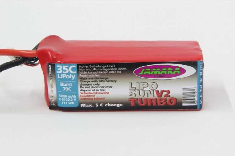 Batería LiPo LipoSun V2 22,2 V 5000 mAh 111 Wh 35C/70C con conector de equilibrado GPR 6N