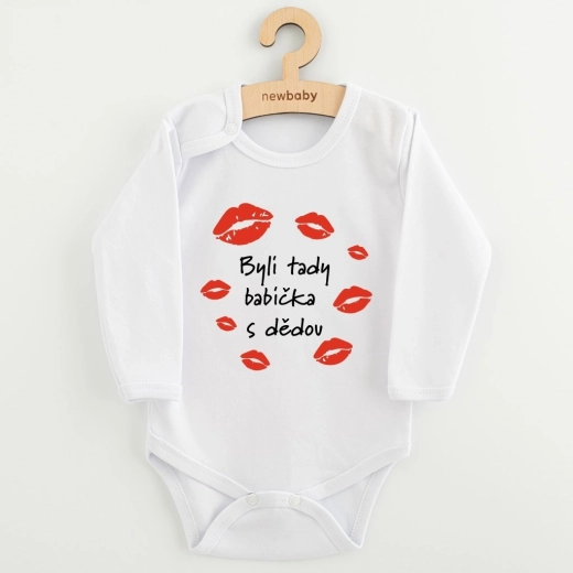 Body infantil con estampado New Baby – estuvieron aquí la abuela y el abuelo, manga larga