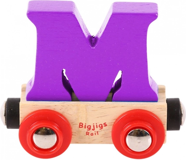 Vagón de madera con la letra M BIGJIGS RAIL