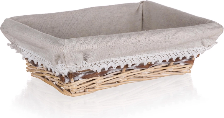 Cesta rectangular de mimbre Duo 26 × 18 cm con encaje
