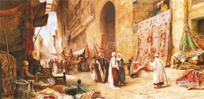 Puzzle panorámico ANATOLIAN Venta de alfombras en El Cairo 1500 piezas