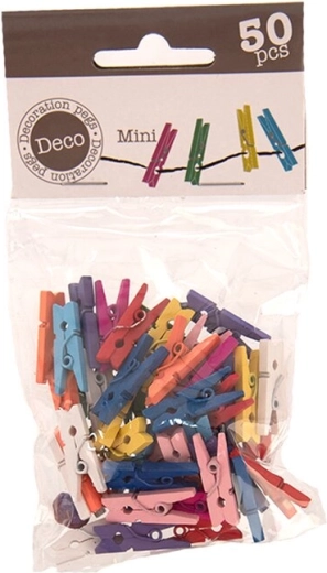 Mini pinzas de madera de colores 2,5 cm (50 uds.)