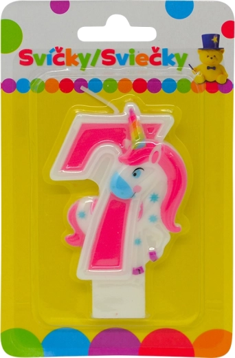 Vela de cumpleaños con unicornio – número 7