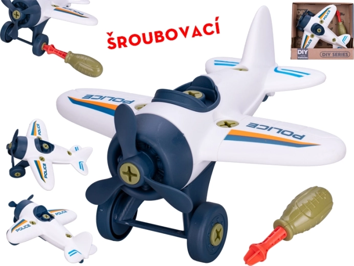 Avión para atornillar para niños de 18 cm con destornillador infantil