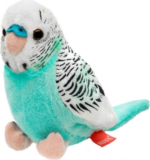 Periquito de peluche turquesa y blanco 13 cm