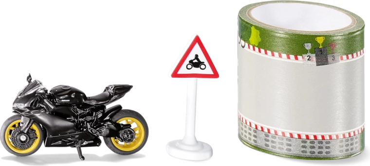 Siku Ducati Panigale 1299 con pista de carreras adhesiva