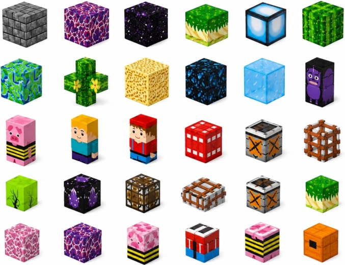 Mundo pixelado lleno de variantes