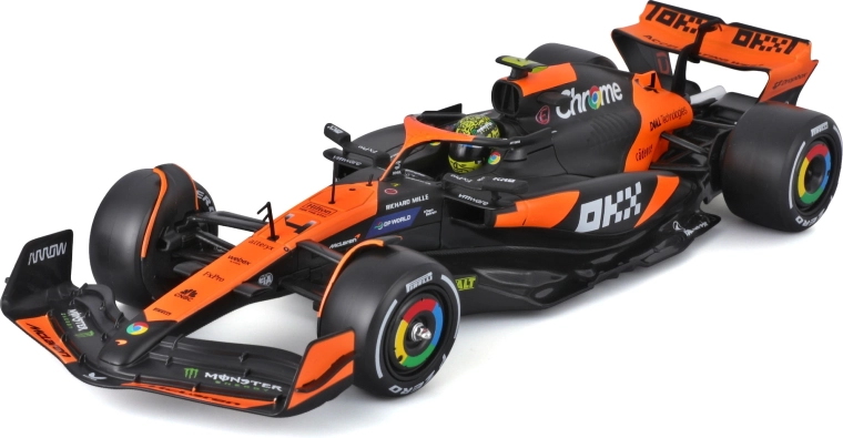 Modelo Bburago McLaren MCL38 1:24 en vitrina protectora