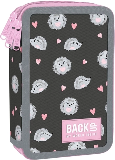 Estuche escolar de tres compartimentos con equipamiento BackUP Erizos dulces