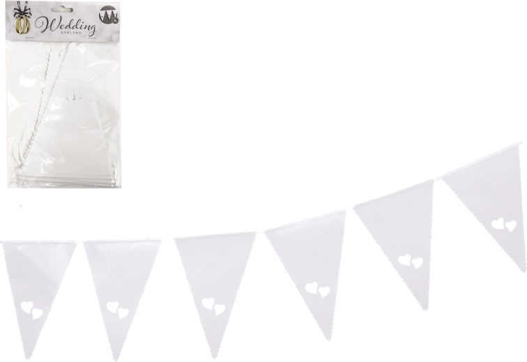 Guirnalda de papel blanca corazones 3 m